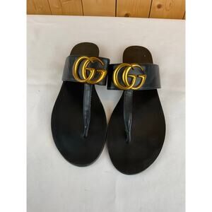 Gucci GG Marmont Black Thong Sandals, Size 38/US 8